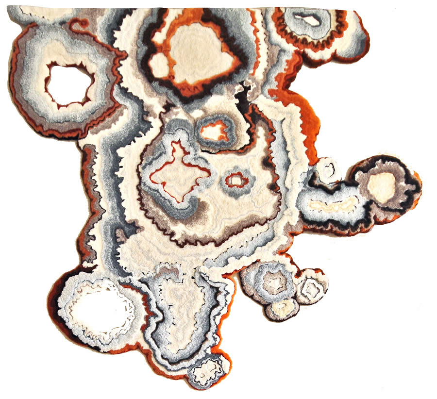現(xiàn)代創(chuàng)意橙白色抽象鏤空圖案地毯貼圖