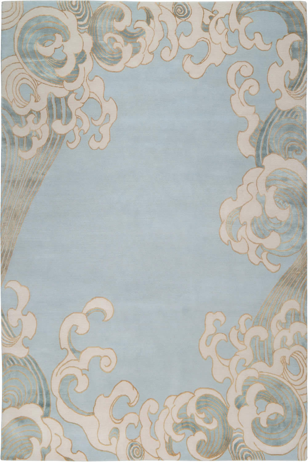 現(xiàn)代新中式簡約淺藍(lán)色浪花圖案地毯貼圖