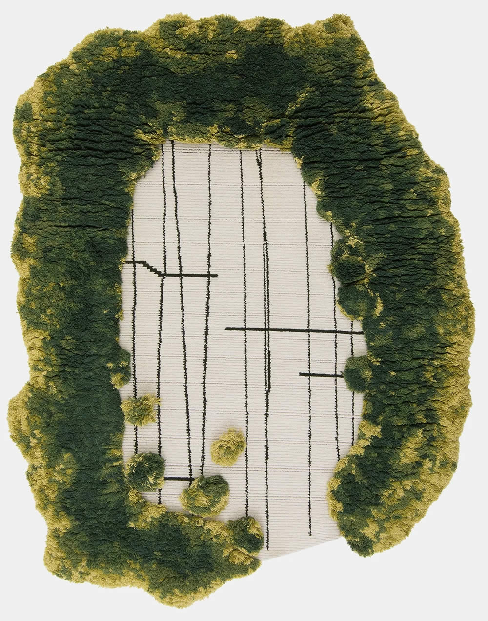 現(xiàn)代藝術(shù)綠色長毛草地異形圖案地毯貼圖