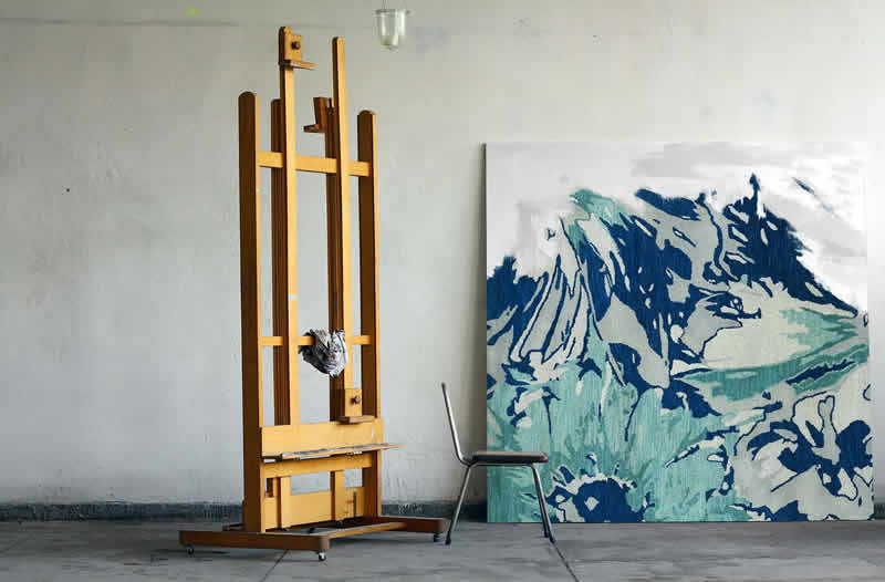 現(xiàn)代時尚藍(lán)色花紋地毯貼圖