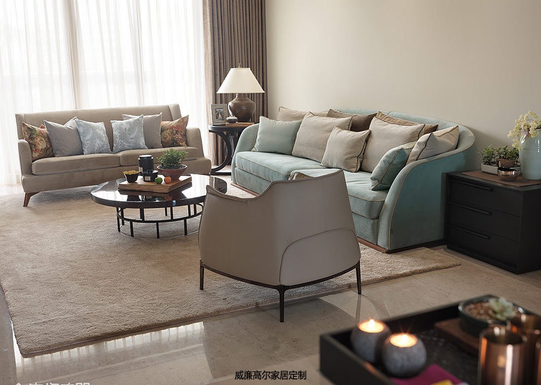 簡(jiǎn)歐風(fēng)格公寓住宅客廳地毯案例效果圖