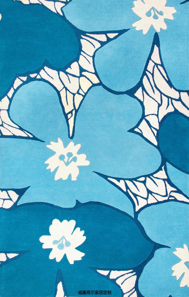 現(xiàn)代風(fēng)格藍(lán)色花朵圖案地毯貼圖