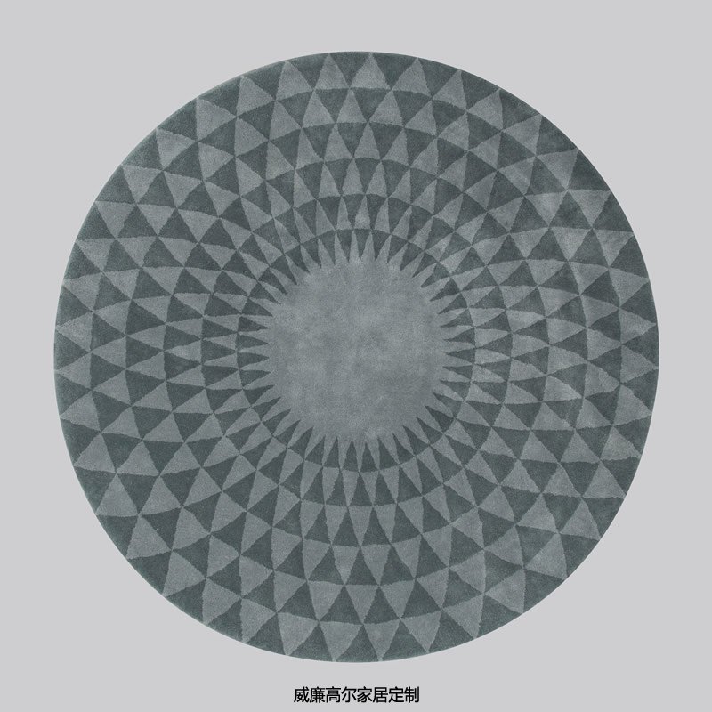 北歐風(fēng)格黑灰色圓形幾何地毯貼圖