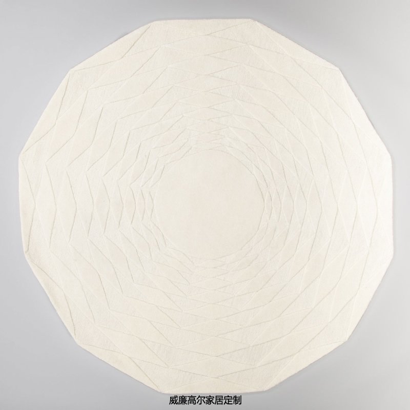 北歐棱圓形白色地毯貼圖