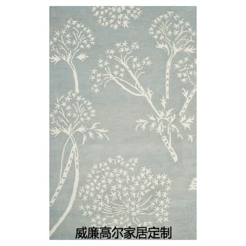 現(xiàn)代風格過道灰藍色植物圖案地毯貼圖
