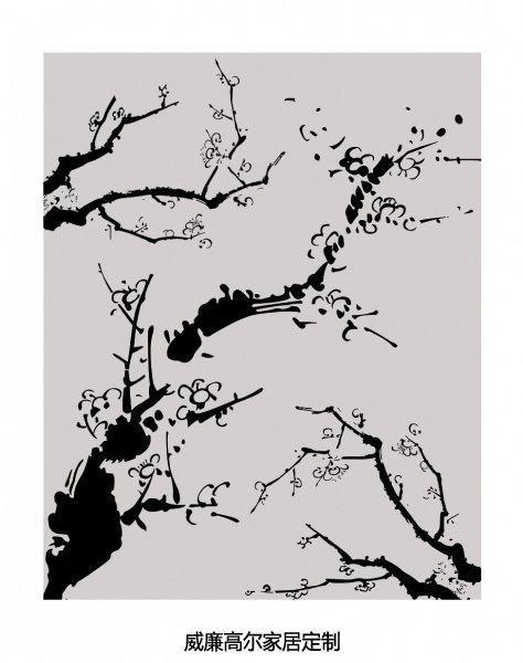現(xiàn)代風(fēng)格灰黑色梅花地毯貼圖