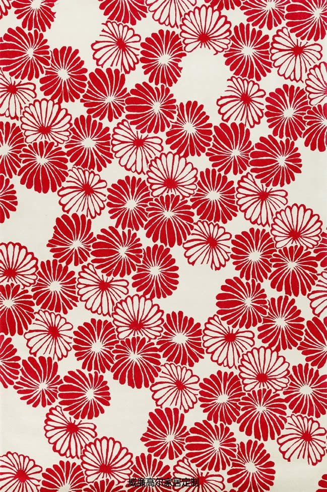 現(xiàn)代風(fēng)格紅色花朵圖案地毯貼圖