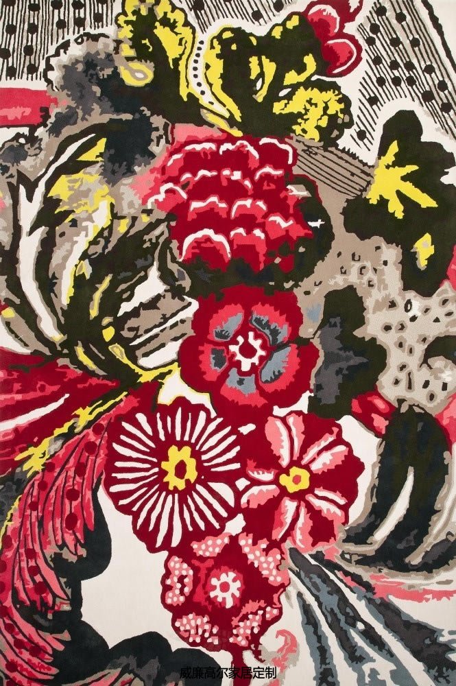 現(xiàn)代美式紅色花紋地毯貼圖