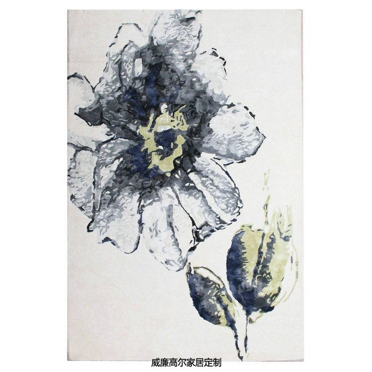 現(xiàn)代風(fēng)格灰白色花朵圖案地毯貼圖