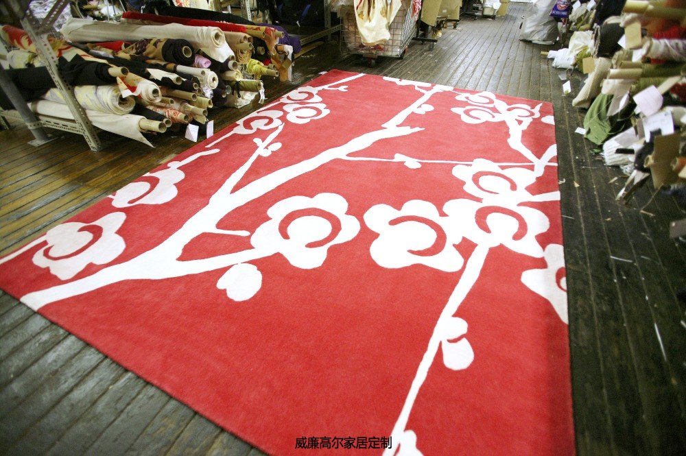現(xiàn)代風(fēng)格紅色植物圖案地毯貼圖