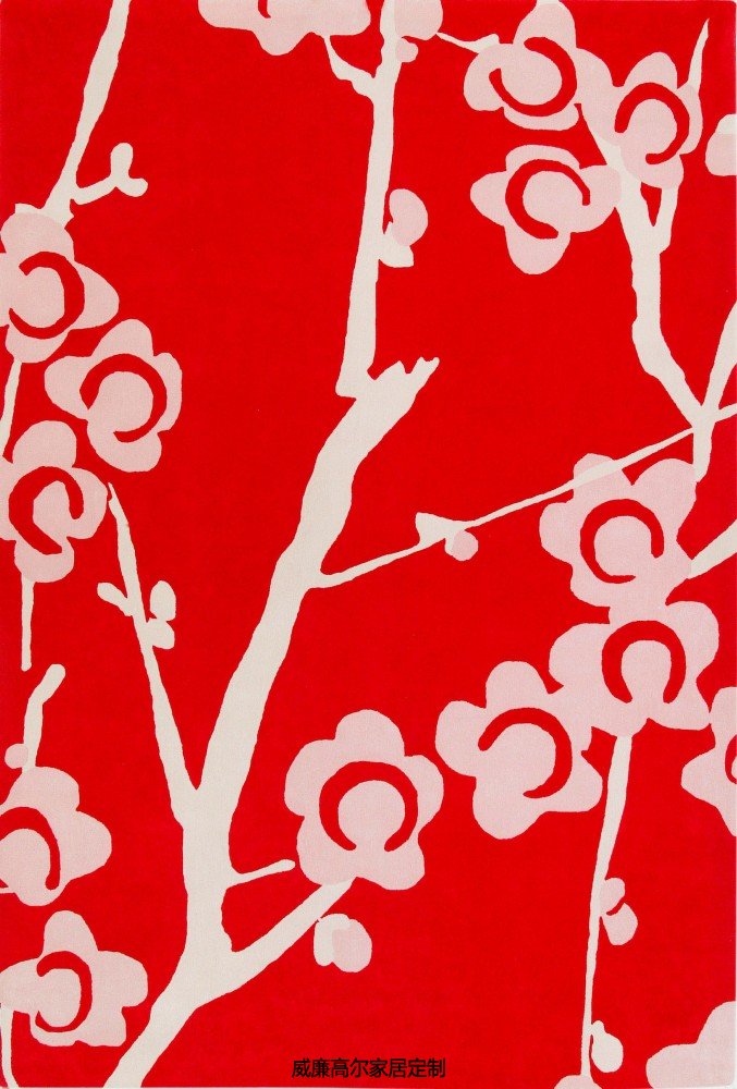 現(xiàn)代風(fēng)格紅色植物圖案地毯貼圖