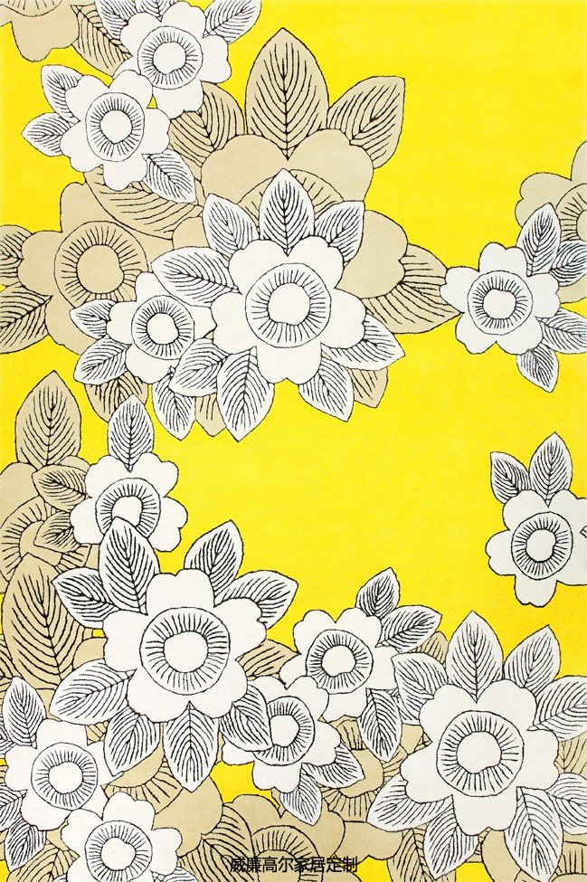 新中式風(fēng)格黃色花紋地毯貼圖