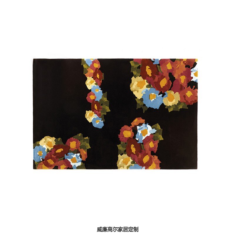 現(xiàn)代風(fēng)格黑色花朵圖案地毯貼圖