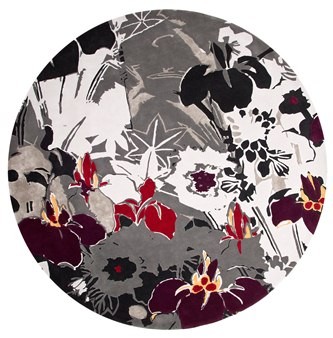 新中式風(fēng)格圓形灰色花紋地毯貼圖