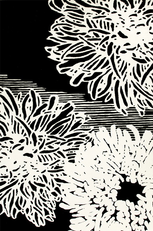 現(xiàn)代風(fēng)格黑白花朵圖案地毯貼圖