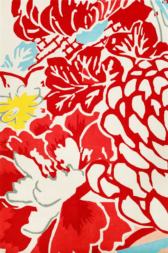 新中式風(fēng)格紅色花圖案地毯貼圖