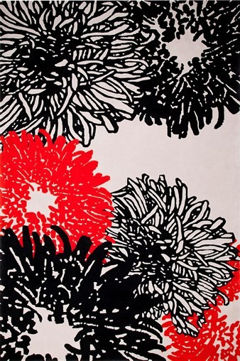 新中式風(fēng)格白黑色花紋地毯貼圖