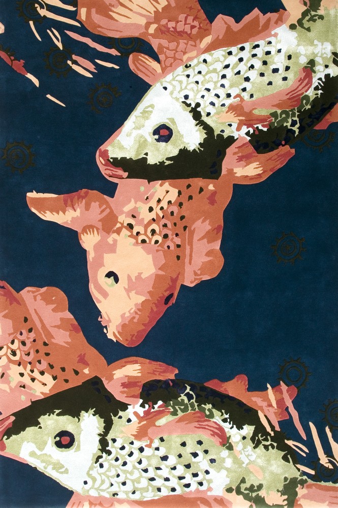 新中式鯉魚圖案地毯貼圖