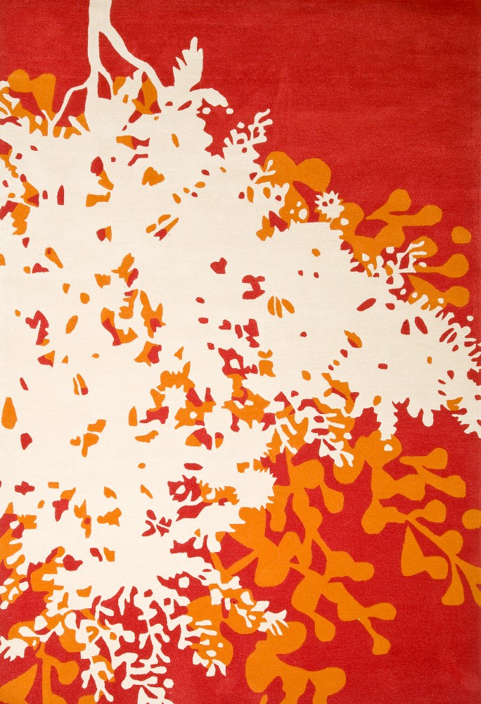 現(xiàn)代風(fēng)格紅色底植物圖案地毯貼圖