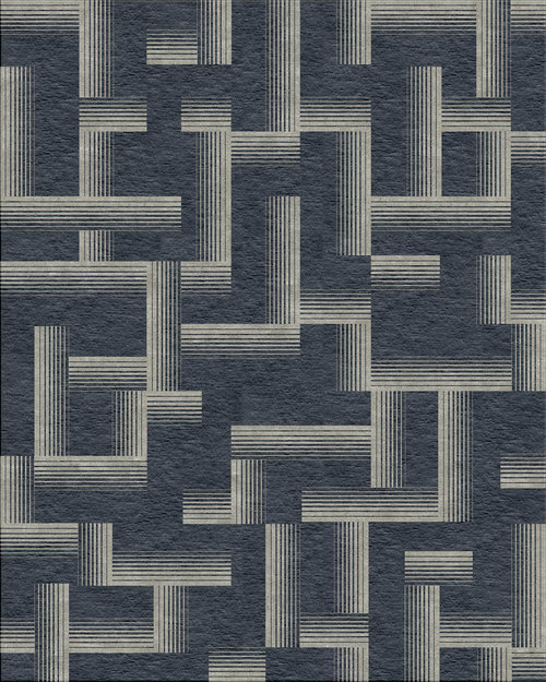 現(xiàn)代風(fēng)格灰藍(lán)色幾何條紋地毯貼圖