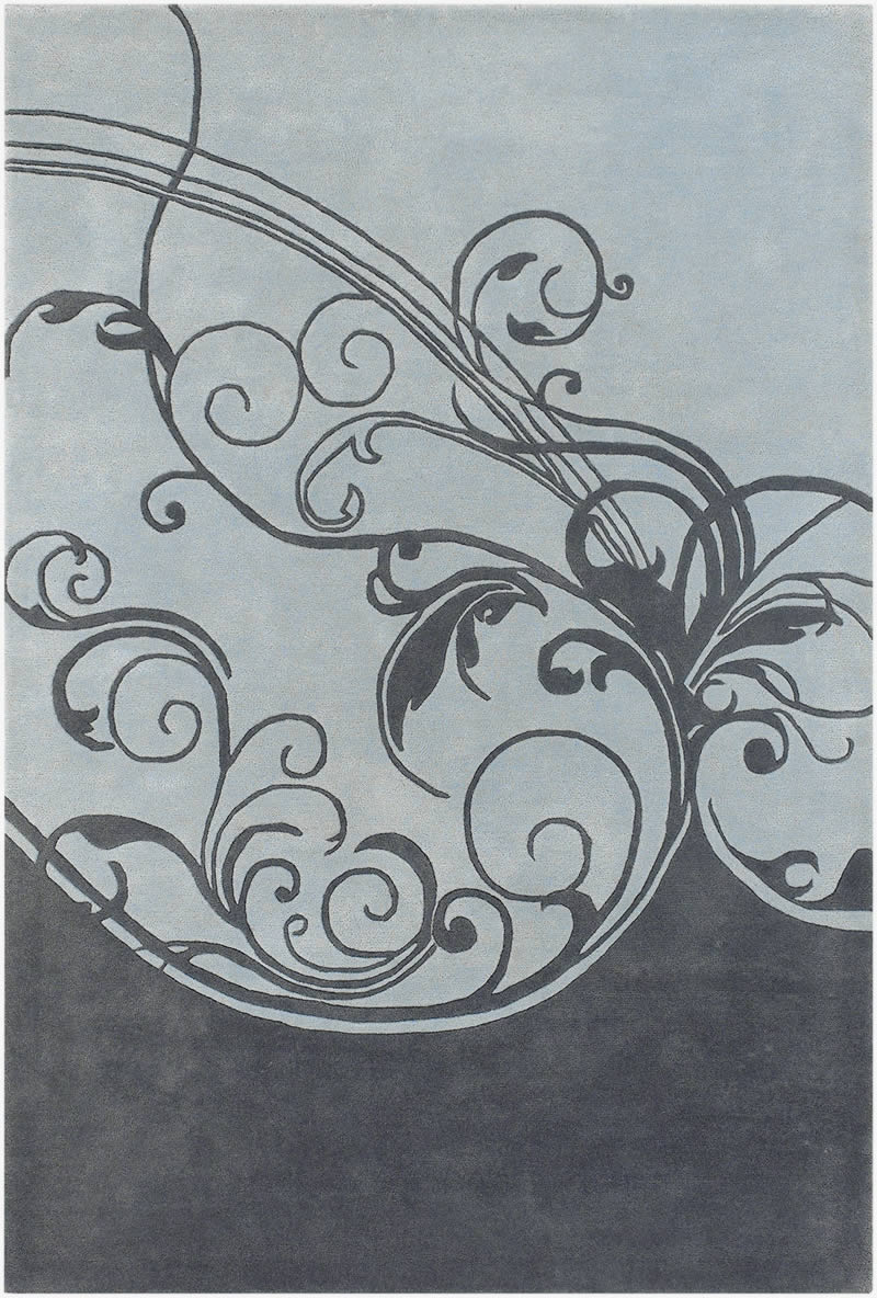 現(xiàn)代風(fēng)格灰藍(lán)色植物藤蔓圖案地毯貼圖