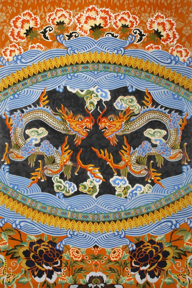 中式風(fēng)格中國五爪金龍圖案地毯貼圖-高端定制