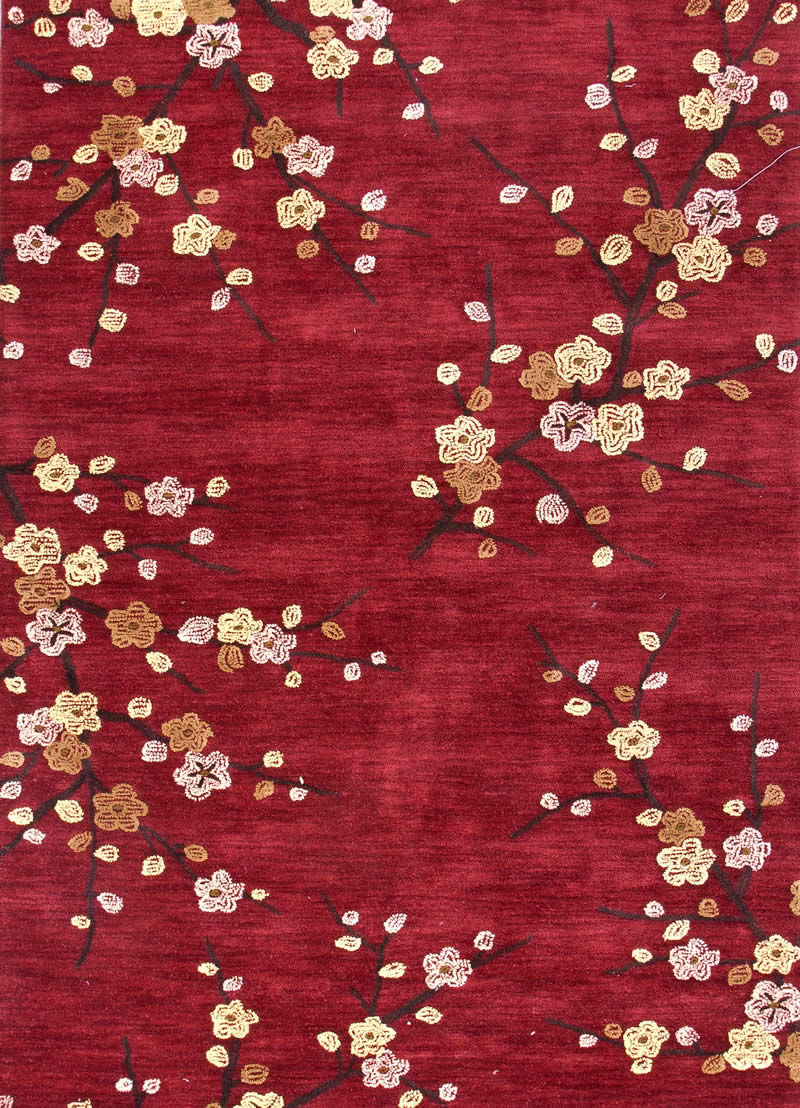 新中式風(fēng)格紅色梅花圖案地毯貼圖