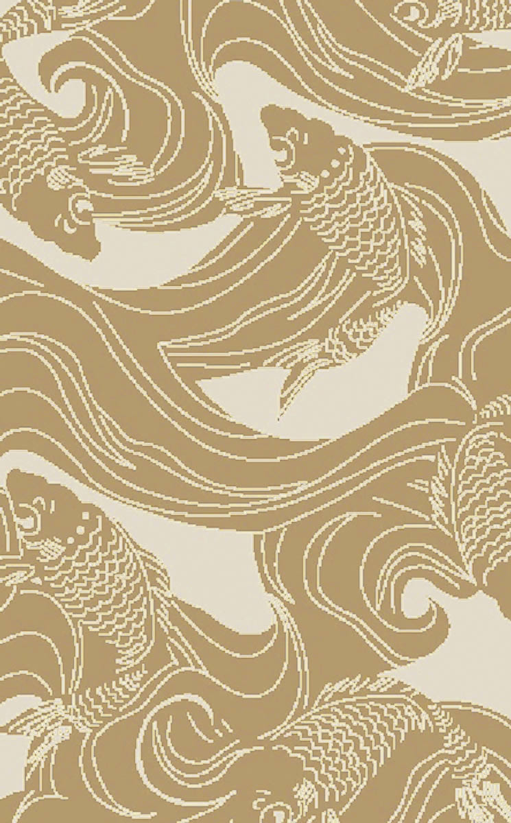 新中式淺褐色鯉魚圖案地毯貼圖