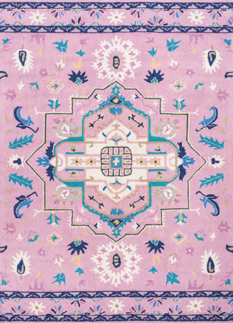 現(xiàn)代美式粉白藍(lán)色簡單花紋圖案地毯貼圖