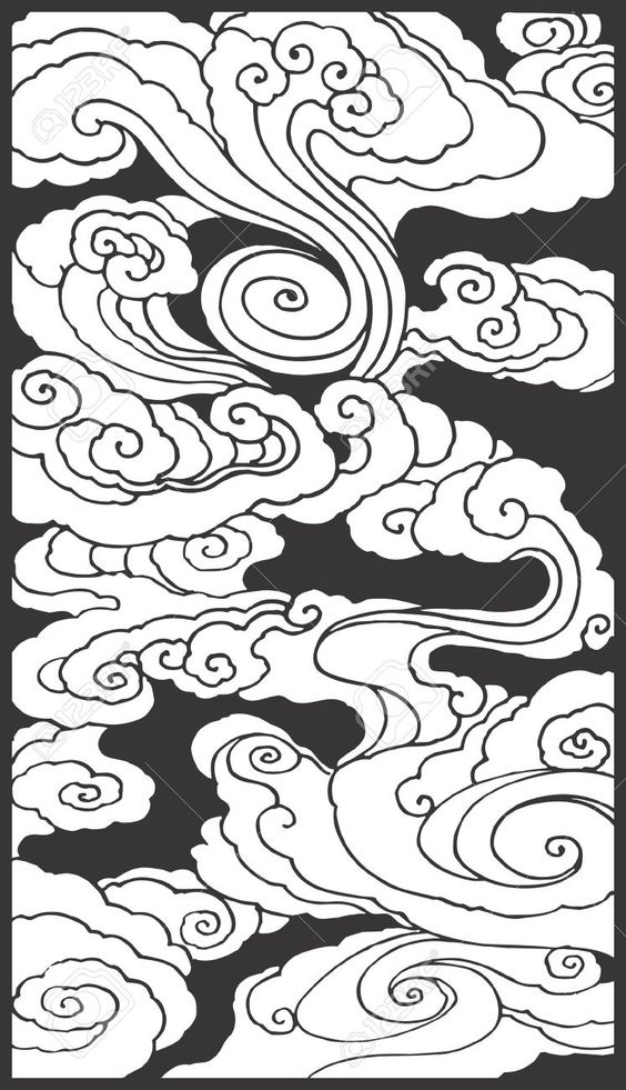 新中式黑白祥云圖案地毯貼圖-2
