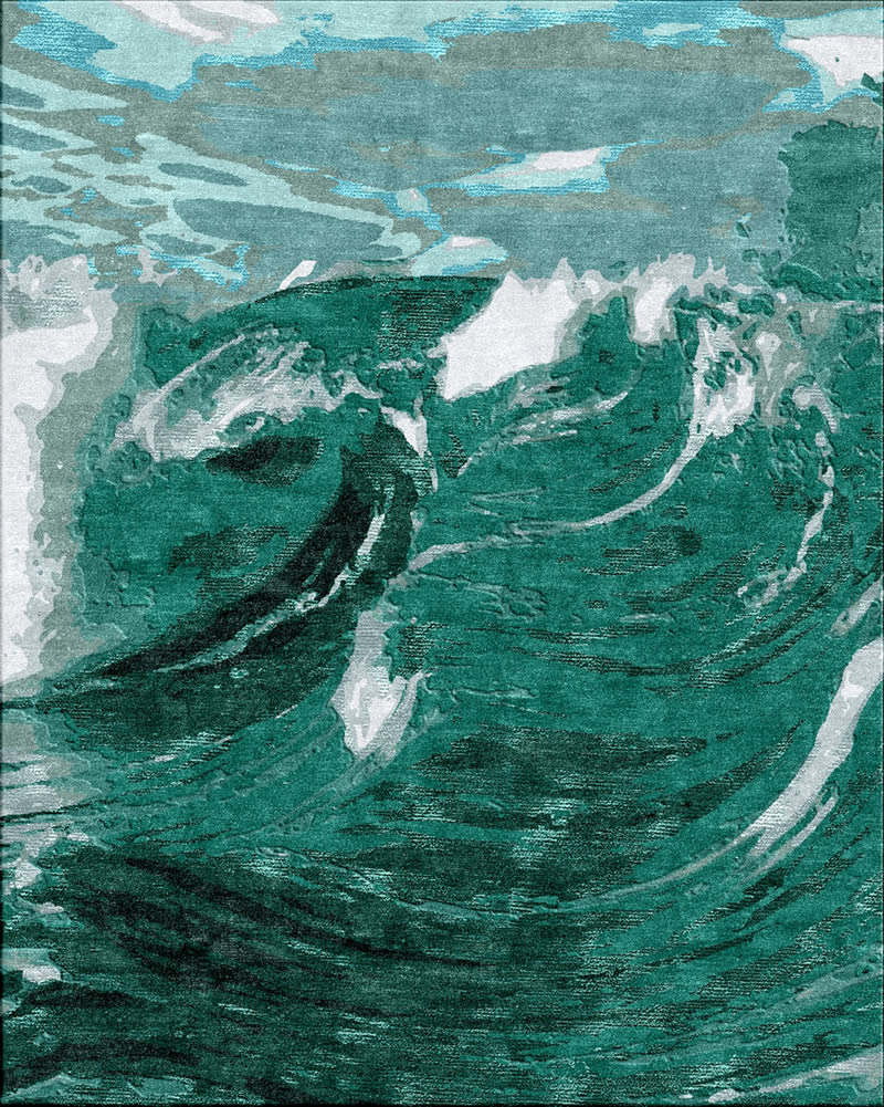 現(xiàn)代風(fēng)格綠灰色海浪圖案地毯貼圖-高端定制
