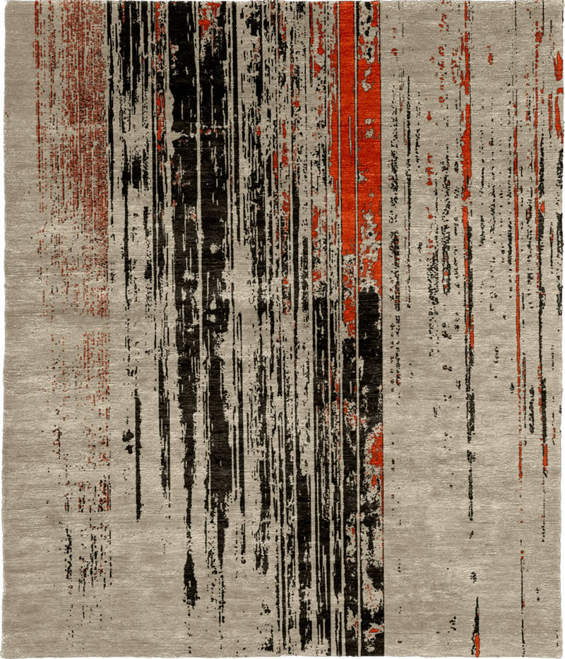 現(xiàn)代風(fēng)格黑灰紅色抽象圖案地毯貼圖-高端定制