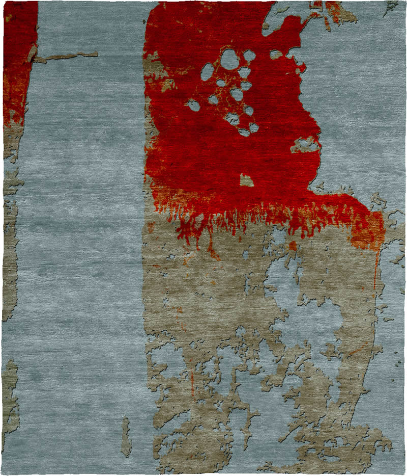 現(xiàn)代風(fēng)格藍(lán)紅色抽線圖案地毯貼圖-高端定制