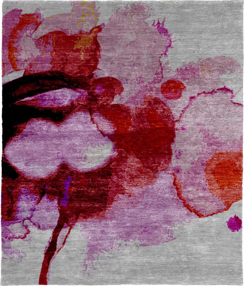 現(xiàn)代風(fēng)格粉紅色花朵圖案地毯貼圖-高端定制