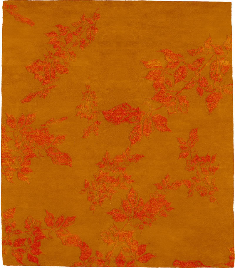現(xiàn)代風(fēng)格橘紅色葉子圖案地毯貼圖