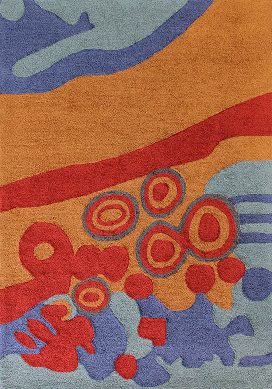 現(xiàn)代風(fēng)格藍(lán)橘紅色簡單圖案兒童地毯貼圖