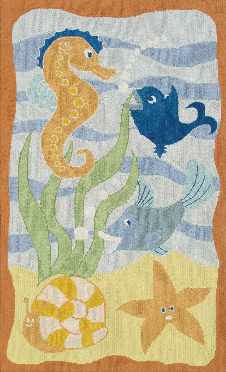 現(xiàn)代風(fēng)格海洋魚海馬圖案兒童地毯貼圖