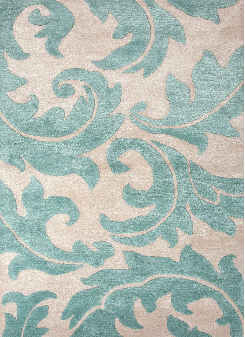現(xiàn)代美式青藍(lán)色簡單花紋圖案地毯貼圖