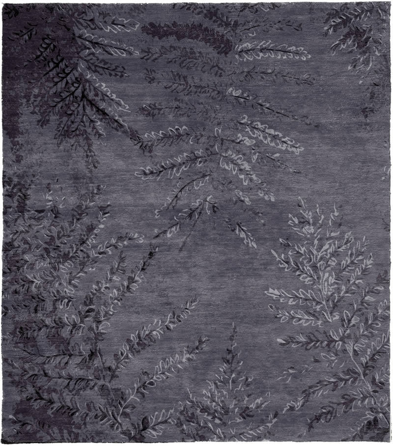 現(xiàn)代美式紫灰色樹葉子圖案地毯貼圖