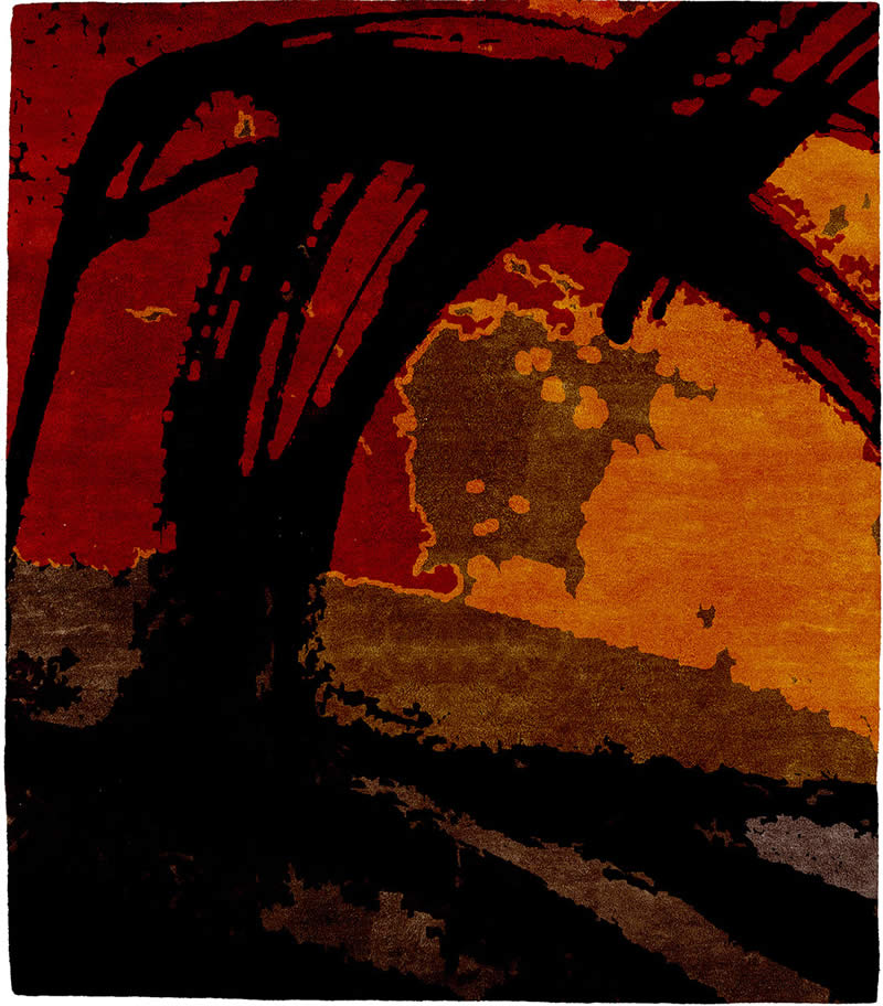 現(xiàn)代風格黑紅黃色簡單抽象圖案地毯貼圖