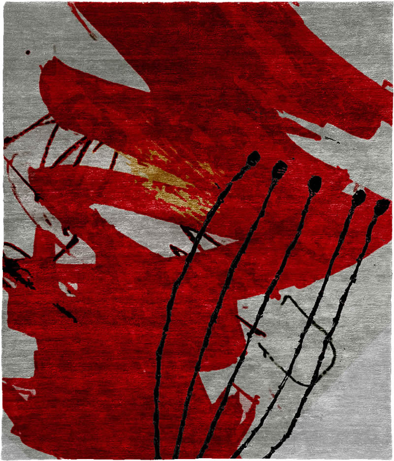 現(xiàn)代風(fēng)格灰白紅色抽象圖案地毯貼圖