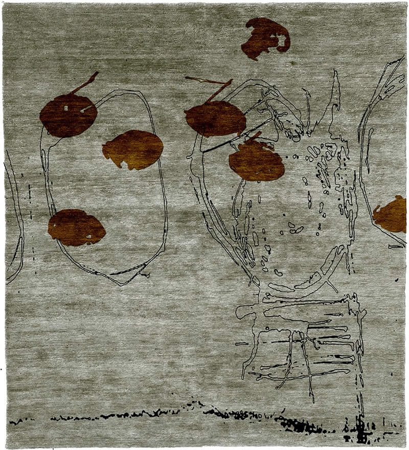 現(xiàn)代簡(jiǎn)約灰綠色咖色抽象圖案地毯貼圖