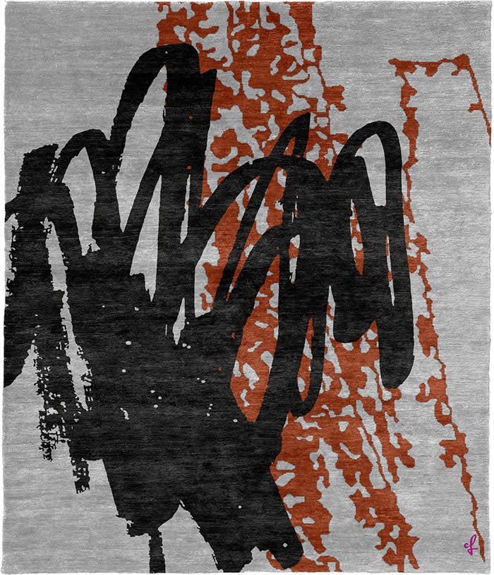 現(xiàn)代風(fēng)格灰黑色磚紅色抽象紋理圖案地毯貼圖