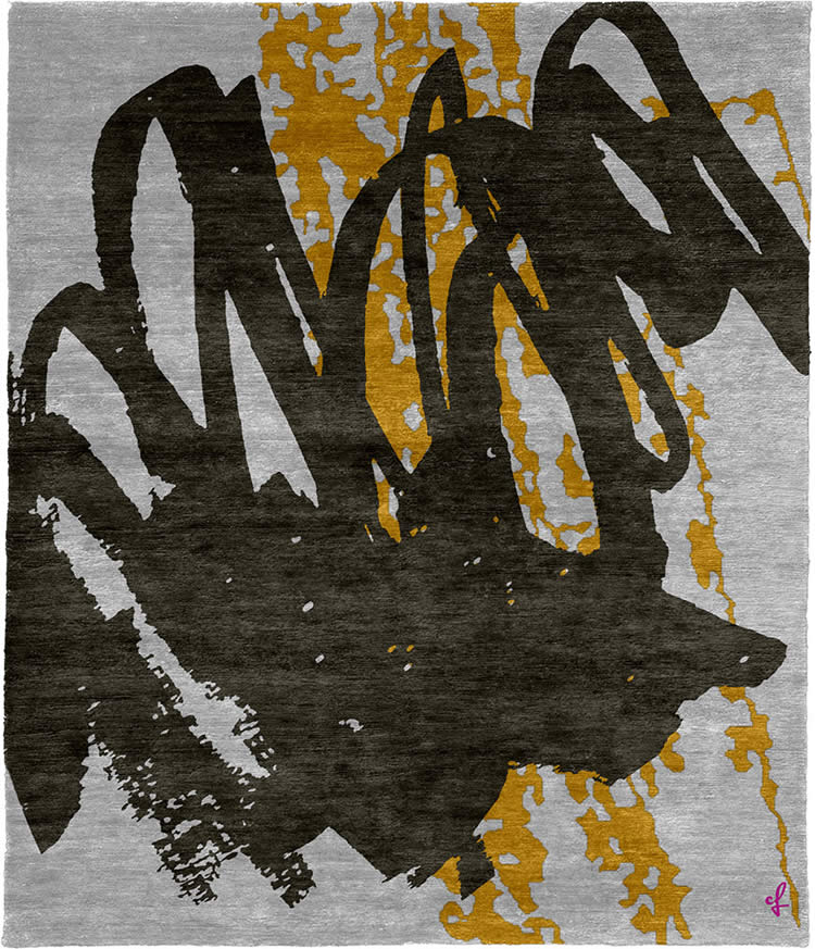 現(xiàn)代風(fēng)格深淺灰橘黃色抽象圖案地毯貼圖