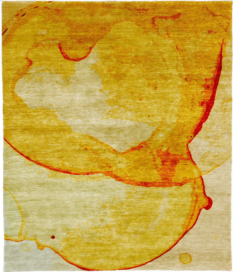 現(xiàn)代風(fēng)格橘黃紅色水墨抽象圖案地毯貼圖-高端定制