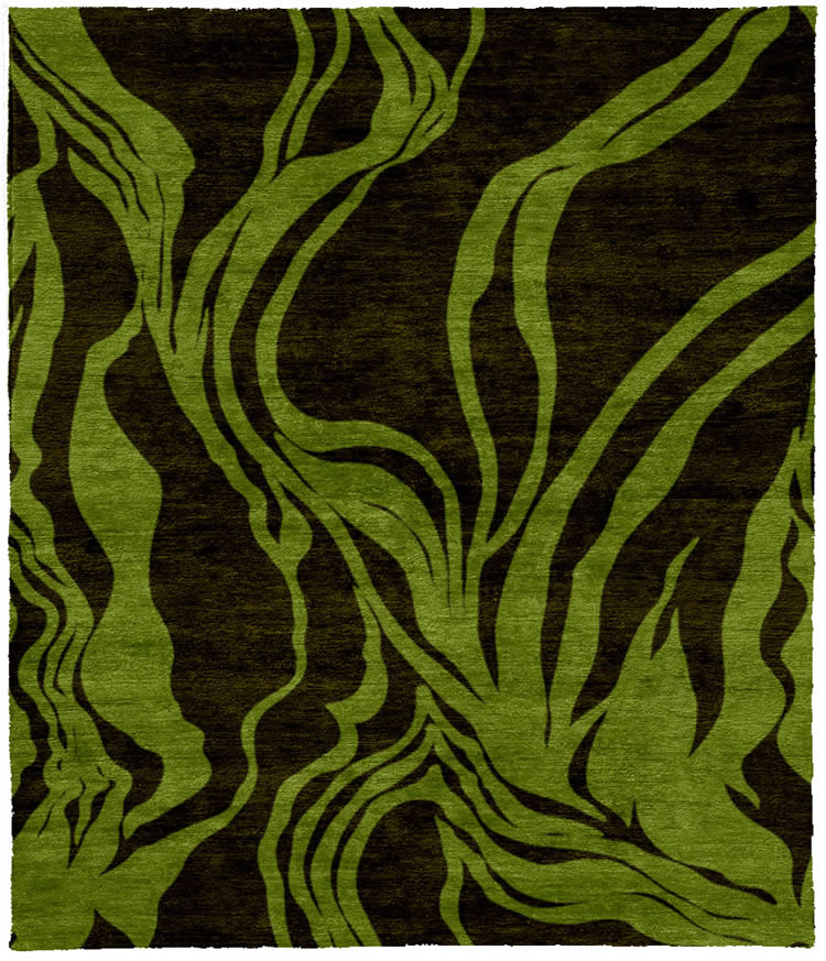 現(xiàn)代風(fēng)格深咖底綠色海草植物圖案地毯貼圖