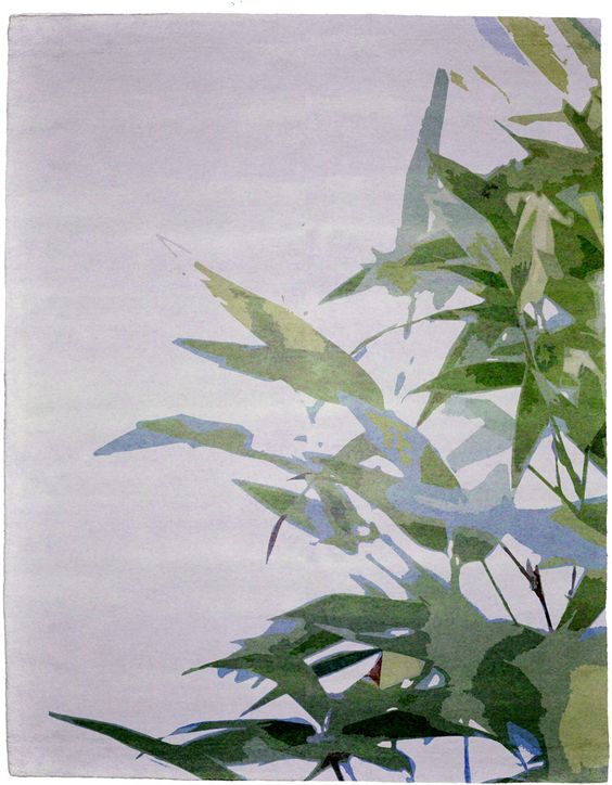 新中式深淺綠色植物圖案地毯貼圖