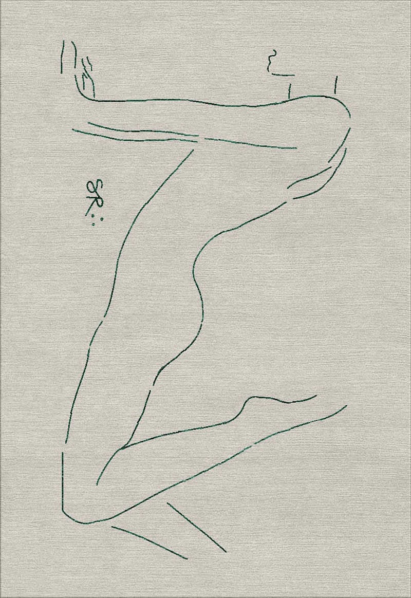 現(xiàn)代輕奢白色男身影圖案地毯貼圖