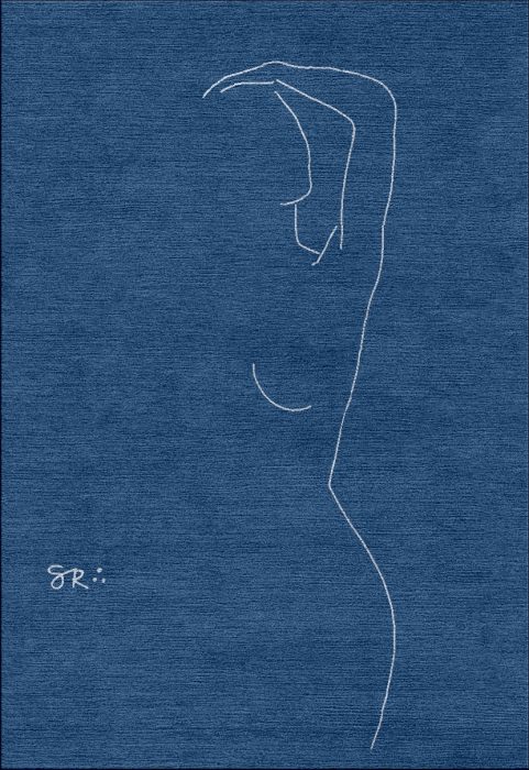 現(xiàn)代輕奢深藍(lán)色女性身影圖案地毯貼圖