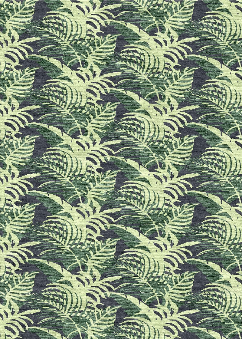 田園風青綠色葉子植物圖案地毯貼圖